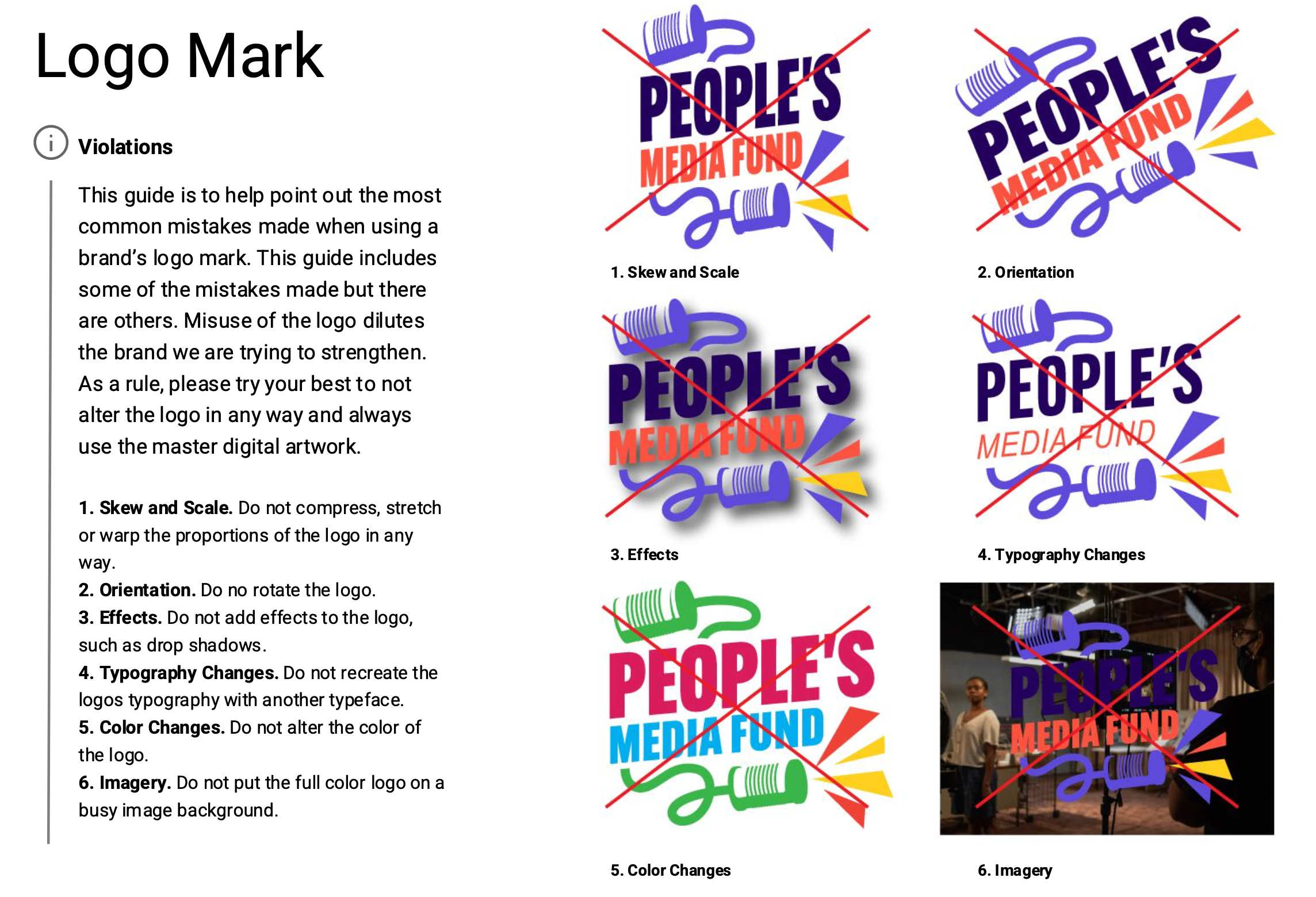 visual guideline on how not to use PMF logo