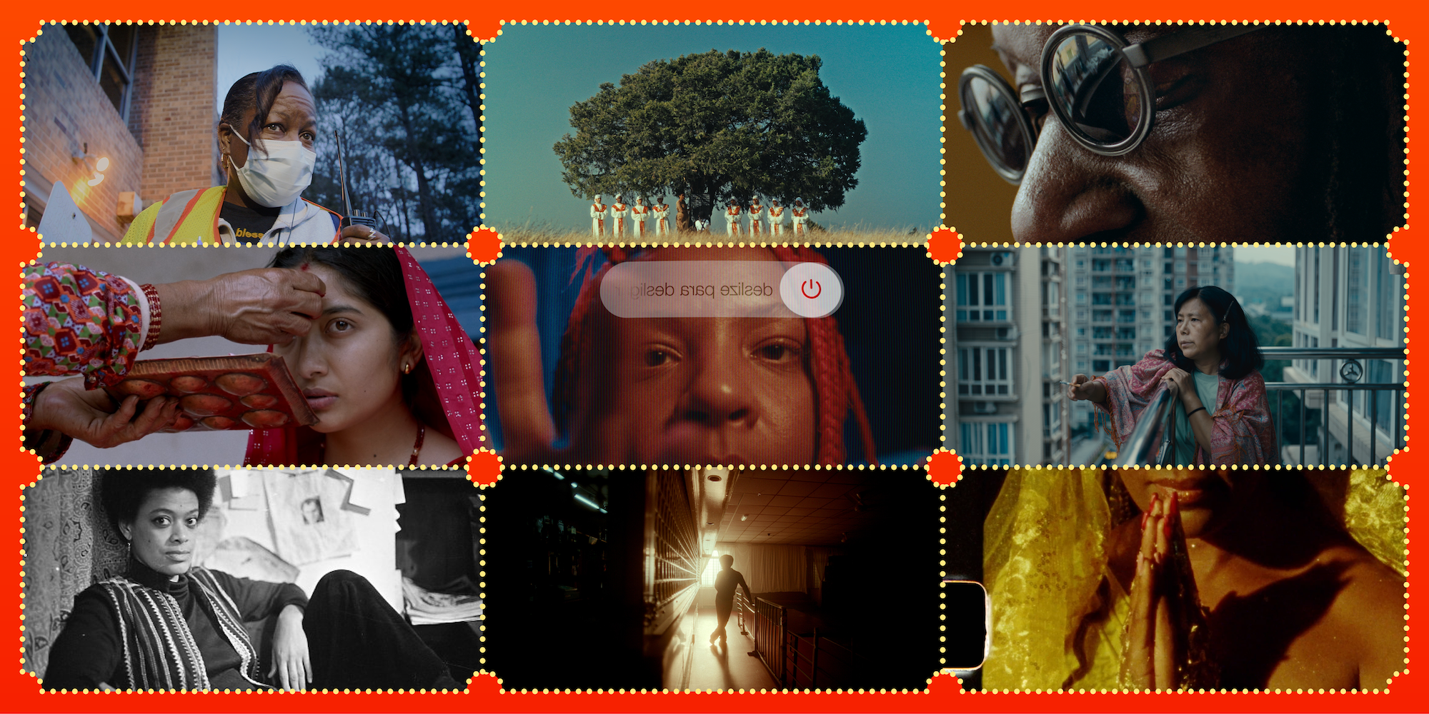 a collage of nine different film stills