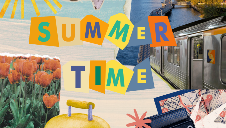 a mixed media collage of Philadelphia summertime